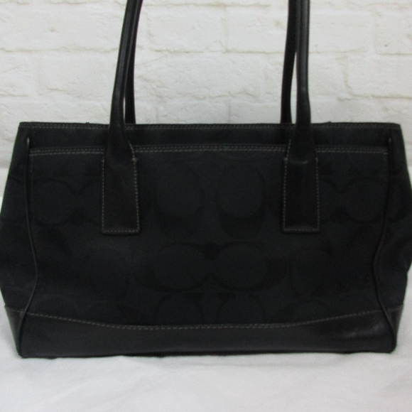 Coach Black Canvas and Leather Medium Shoulder Bag - Picture 7 of 8